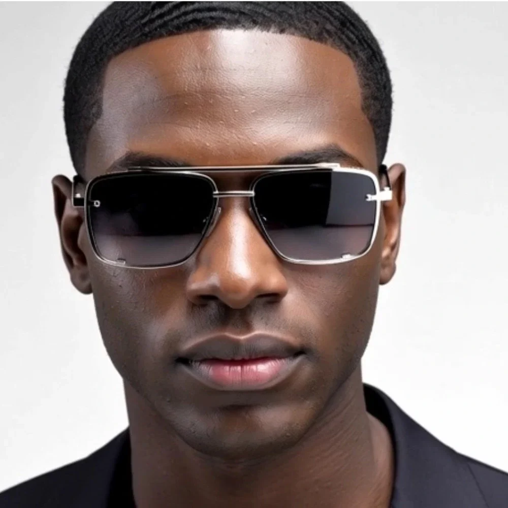 SunglassesDesign Gold Square Frame Men‎ Street Wear Beach Driving Lentes Gafas